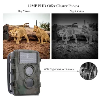 H901 12MP 1080P Dyreliv Trail Jagt Scouting Kamera Vandtæt 2,4 tommer LCD-Dyr Observation Optager overvågningskameraer