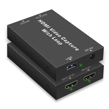 HD 1080P HDMI 4K Video Capture-Kort, HDMI, USB 2,0 Video Capture Board Game Optage Live-Streaming Broadcast Lokale Loop Out