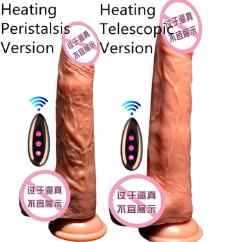 HESODA Fjernbetjening Dildo Vibrator Teleskopisk Vibratorer Enormt Realistiske Dildoer Kan Varme Hud Følelse Realistisk Penis Stor Kæmpe Dildo