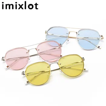 Imixlot 2018 Klassiske Runde Solbriller Kvinder Candy Farve Klar Linse solbriller til Damer Hip Hop Solbriller De Sol