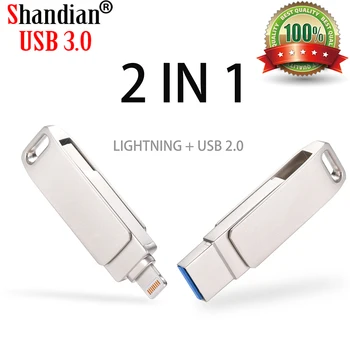 IOS OTG USB-Flash-Drev, den første 2-i-1-Pendrive til Iphone lightning/IOS/PC 256GB 128GB 32GB, 64GB pen drive 16GB usb 3.0