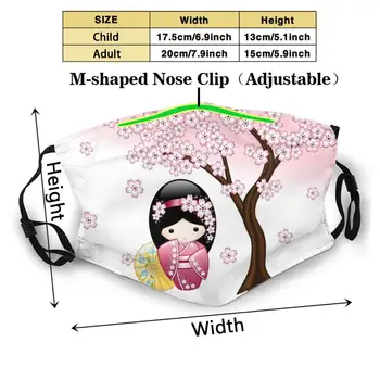 Japansk Foråret Kokeshi Dukke Nye 3D Face Mask Beskyttende beklædning Gear Vaskbar Genanvendelige Åndbar Ansigtsværn Foråret Kokeshi