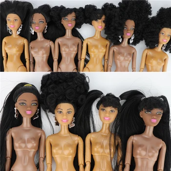 (Jimusuhutu) Nyt 11 inches American Doll Sort og Brun Nøgen Dukke Krop og Hoved DIY Led Afrikanske Dukke Tilbehør Pige Gave