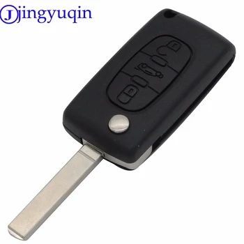 Jingyuqin 3Button Fjernstyret Bil Flip Folde Nøglen Til Peugeot 307 407 308 607 433MHz Elektroniske ID46 Chip VA2 Blade CE0536