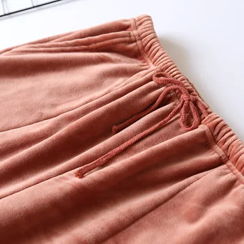 JULI SANG 2020 Flannel Lang Søvn Bukser Varm Vinter Bunde for Kvinder Pyjamas Løs Solid Farve Elastisk Talje Kvindelige Homewear