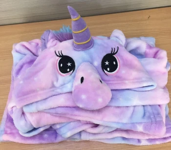 Kigurumi Børn Badekåbe Baby Håndklæde Dyr Rainbow Unicorn Hætteklædte Badeværelse For Drenge Og Piger Pyjamas Børn Nattøj Tegnefilm Robe