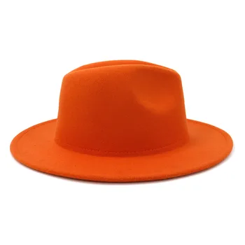 Klassisk Britisk Fedora Hat Mænd Mænd Orange Uldne Vinteren Følte Hatte Mode Jazz Hat Engros NYE 2020