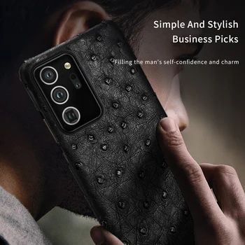 LANGSIDI Luksuriøse Struds Phone case For samsung note 20 ultra ægte læder cover til samsung s21 ultra a51 a71 s20 plus fundas