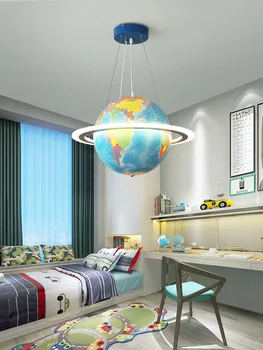 Moderne Led-børneværelse Lampe Kreative Verden, Skibets Ror Loft Lampe, Fjernbetjening Dæmpning Dreng og Pige Soveværelse Lysekrone