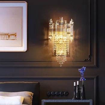 Moderne Luksus krystal væglampe til Stue indretning led-lys Dressing lampe led-væg Lys Villa Model Værelses krystallysekroner
