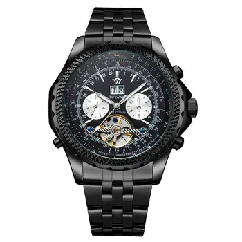 OUYAWEI Herre Armbåndsure Top Mode Luksus Mærke Mænd Tourbillon Watch Automatisk Mekanisk Mænd Gold armbåndsur Relojes