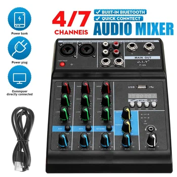 Professionel 4-Kanals Audio-Mixer bluetooth-5.0 USB Computer Efterklang DJ Controller Fase Lifeshow Mixing Console