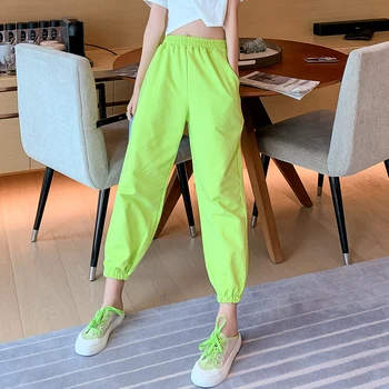 Solid Løs Høj Talje Mint Grønne Bukser Casual Joggere Kvinder Fashion Style Kvinde Sweatpants Koreansk Street Bukser