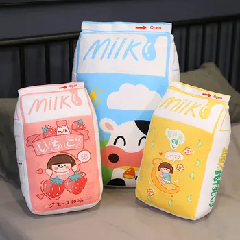 Tegnefilm Ko Mælk Flaske plys Legetøj Pude med Fyld af Jordbær Banan Frugt Mælk Kæmpe Knus Smide Pude Sofa Pude For børn Pige