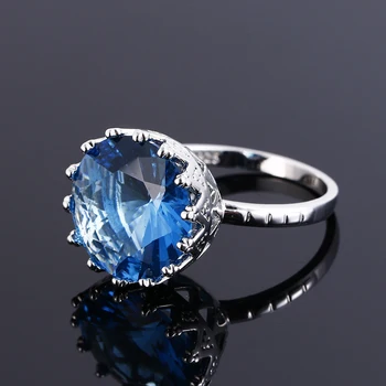 Top Kvalitet Oprettet Blå Safir Ringe Til Kvinder 925 Sterling Sølv Smykker Ring Bryllup Engagement Party Gave Størrelse 6 7 8 9 10
