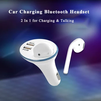 Trådløst 2 i 1 Bluetooth-Hovedtelefoner, Bil Enkelt Monteret Hovedtelefon Stereo-Headset med 2 USB-Hurtig Opladning Øretelefoner til Kørsel