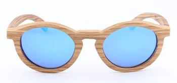 Træ-Solbriller Kvinder Runde Briller Brillerne UV400 Polariseret Blå Sol Briller Retro Lentes de sol Hombre Kvinder Solbriller 2016