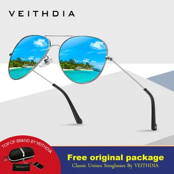 VEITHDIA Mode luftfart solbriller, Polariserede Solbriller til Mænd/Kvinder, Farverige Reflekterende Belægning Linse Kørsel Sol Briller