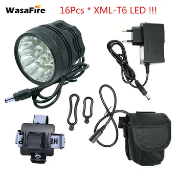 WasaFire 40000lm Cykel Lys 16*XML-T6 LED Cykel lampe +9600mAh batteri Cykel foran Lys Forlygte Riding Cykling Tilbehør