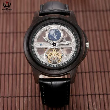 XINBOQIN Automatisk Mekanisk Armbåndsur til Mænd i Ægte Læder Watch Mode Enkel Vandtæt Mænds Mekaniske Ure 6609