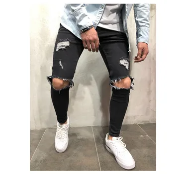 2020 Mænds Jeans Nyt Hul Slanke Bukser Denim elastisk tynde bomuld mandlige streetwear hiphop personlighed Mandlige Blyant bukser