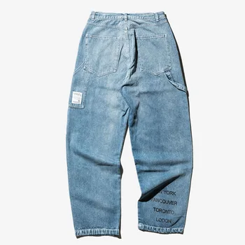Brand Jeans Mænd Lige Loose Jeans til Mænd Street Hip-Hop Mode Streetwear Bred Ben Bukser Unge Tidevandet Print-Jeans Hombre