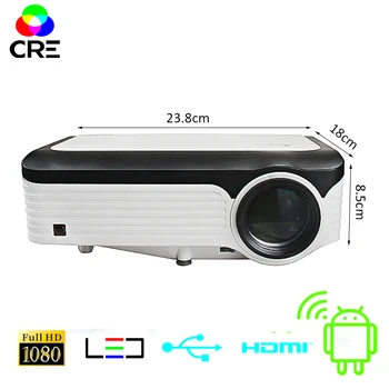 CRE 3200 Lumens Projektor i Fuld HD 1920*1080 4K støtte Android-Projektor Med WIFI, Bluetooth Android 7.1 OS-LED-Beamer