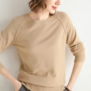 Kvinder Falder Minimalistisk Vinter Sweater 30% Uld Hud-venlige Løs Slik Strikket Jumper Daglige Basic Pullover Flere Lejligheder Top