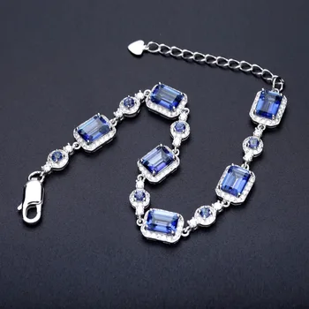 PERLE ' S BALLET 6x8mm Naturlige Iolite Blue Mystic Kvarts 925 sterling sølv Gemstone armbånd&Armbånd Til Kvinder Fine Smykker
