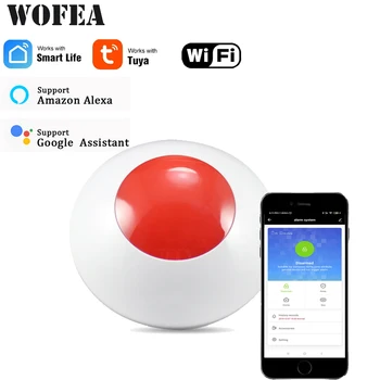 Wofea wifi smart flash sirene Sirene Strobe arbejde med tuya Kompatibel med Alexa, Google Startside 110dB