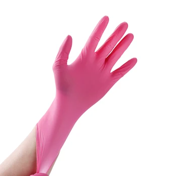 100Pcs Engangs Nitrilhandsker Pulver Gratis Ambidextrous For Husholdning Rengøring Eksperiment Industriel Brug Tatoveringer Latex Pink Glo