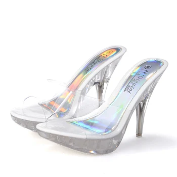 2020 sommeren Europa og Amerika super høj hæl sandaler, natklub sexet gennemsigtig krystal stiletto kvinders høje hæle tidevandet.