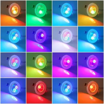 3W 12W RGB-Dæmpbar LED Forsænket Loft Lys Rund Downlight AC85-265V Armatur 16 Farver, Skiftende Panel+Fjernbetjening D30