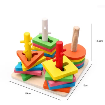 DIY Træ-byggesten Montessori Geometriske Form, Binding Bord Model, der Tidlig Pædagogisk Legetøj For Børn