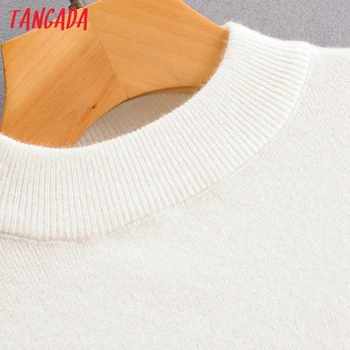 Tangada korea smarte kvinder hvid rullekrave sweater Flare Ærmet vintage ladies short stil strikket jumper toppe SY242