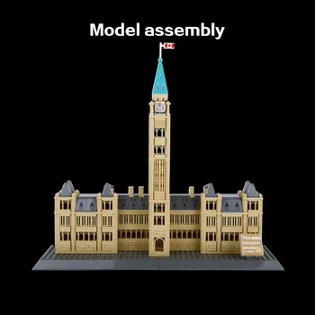 WANGE 608Pcs Verden Byens Vartegn Canada-Parlamentets Bygning Berømte Store Arkitektur byggeblokke Model Pædagogisk Legetøj