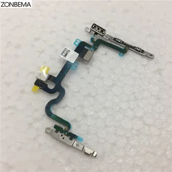 ZONBEMA 20pcs Nye Power-kontakten på off Volume Mute Knap, flex Kabel med Metal Beslag Montering Til iPhone 7 7 Plus 4.7