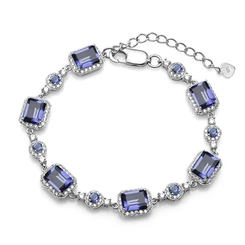 PERLE ' S BALLET 6x8mm Naturlige Iolite Blue Mystic Kvarts 925 sterling sølv Gemstone armbånd&Armbånd Til Kvinder Fine Smykker