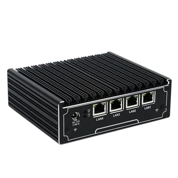 Yanling Atom E3845 Quad Core Mini-PC, Firewall Micro Apparat Med 4x Intel Gigabit Lan Barebone Gateway Router Pfsense Software