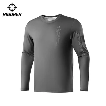 RIGORER langærmet T-shirt Kører Løs Casual Toppe Høj Elasticitet Sved-absorberende Quick-tørring Sport Fitness Træning