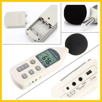 RZ Ny Digital Sound Level Meter Meter Støj Tester GM1356 30-130dB LCD-A/C HURTIG/LANGSOM dB tv med USB - + Software