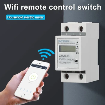 220V Enkelt fase WIFI Smart energimåler El-Forbrug kWh Meter wattmeter Wifi Fjernbetjening Switch Control-Skærm