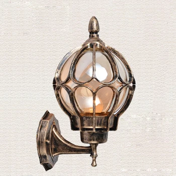 American vintage bronze, aluminium vandtæt udendørs væg sconce lys armatur Europæiske cognac glas bolden E27 LED pære væglampe