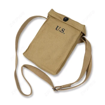 WW2 OS KOREANSKE HÆR Bærbare Thomson generelt skoletaske med 6 strimler tykt lærred, bomuld webling