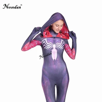 3D Print Spider Gwen Stacy Black Spider Kostume Voksne Kvinder Cosplay Spandex Zentai Suit Female Halloween Bodysuit Catsuit