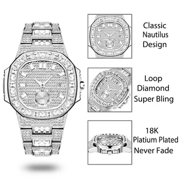 Herre Ure Top Luksus Mærke 18K forgyldning Quartz Armbåndsur Mode Baguette Diamant Ur Fuld Stål Tag Heuerwatch