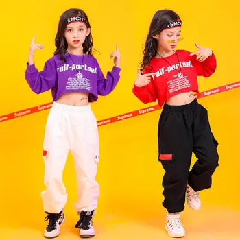 Pige Hip Hop Afgrøde Top T-Shirt Cargo Bukser 2PC Tøj til Teens Japansk koreansk Børn Sportstøj 4 5 6 7 8 9 10 11 12 13 14 15 16