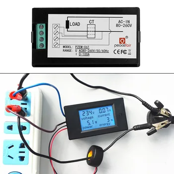 Høj Kvalitet 100 A AC 80~260V Digital Power Meter Overvåge Spænding Watt KWh Voltmeter Amperemeter effektmåling Baggrundsbelysning