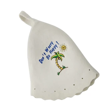 Hvid Uld Hat til Sauna Banya Badekar Hus med Brodere Design til en Sauna hovedbeskyttelse