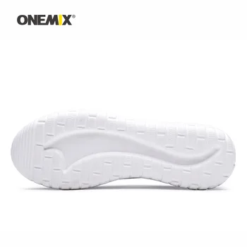 Onemix Kvinde løbesko til Kvinder Hvid Microfiber Læder Loafers Åndbar Jogging Sneakers Udendørs Sport Walking Undervisere